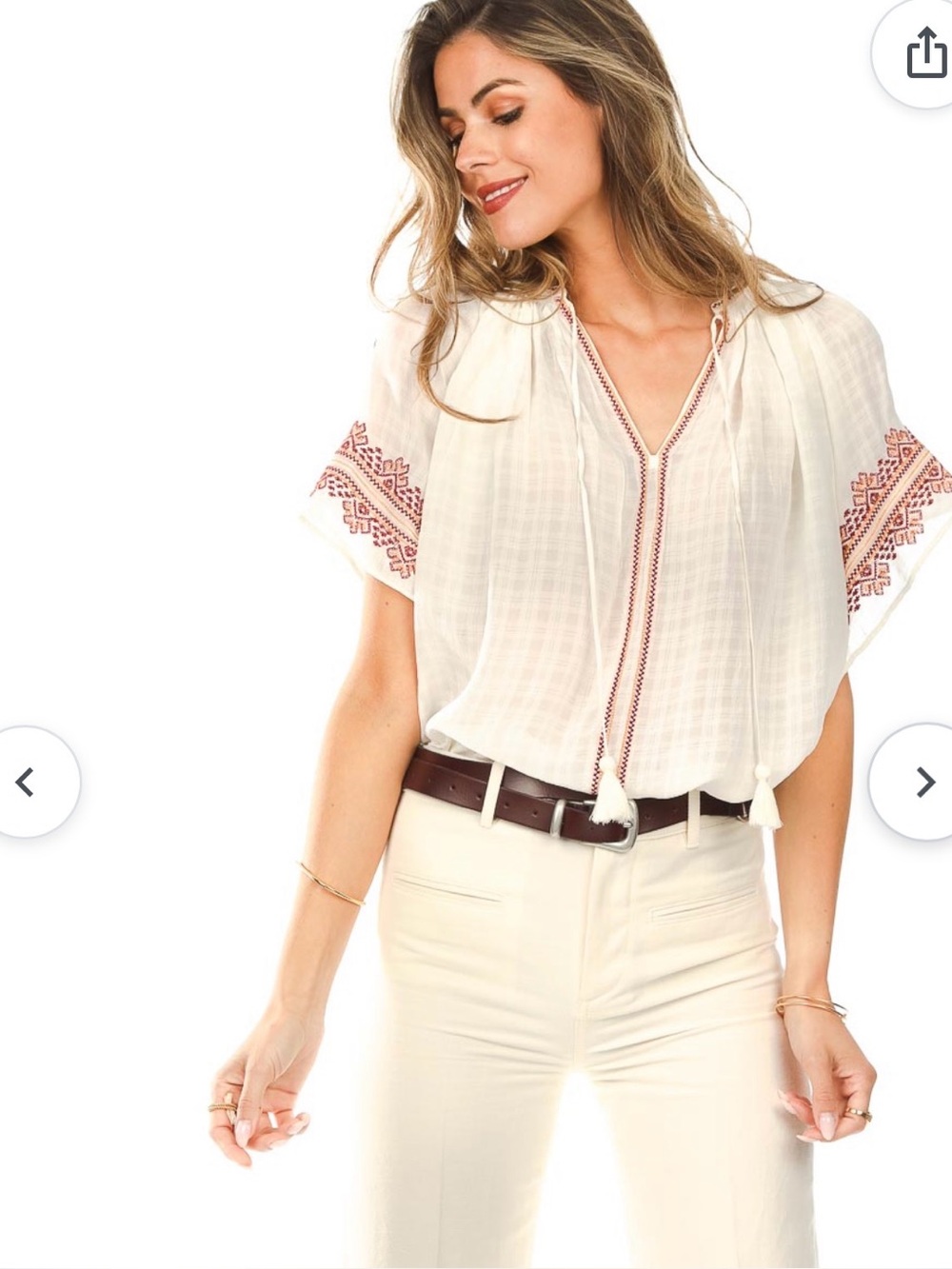 Vanessa Bruno cream top embroidered Size XS